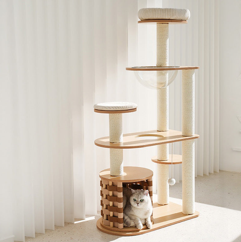 Vanilla Cloud Wooden Cat Tree