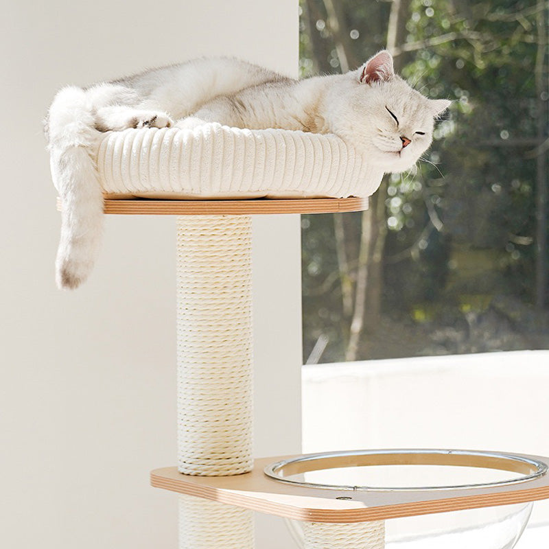 Vanilla Cloud Wooden Cat Tree