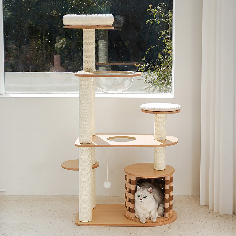 Vanilla Cloud Wooden Cat Tree