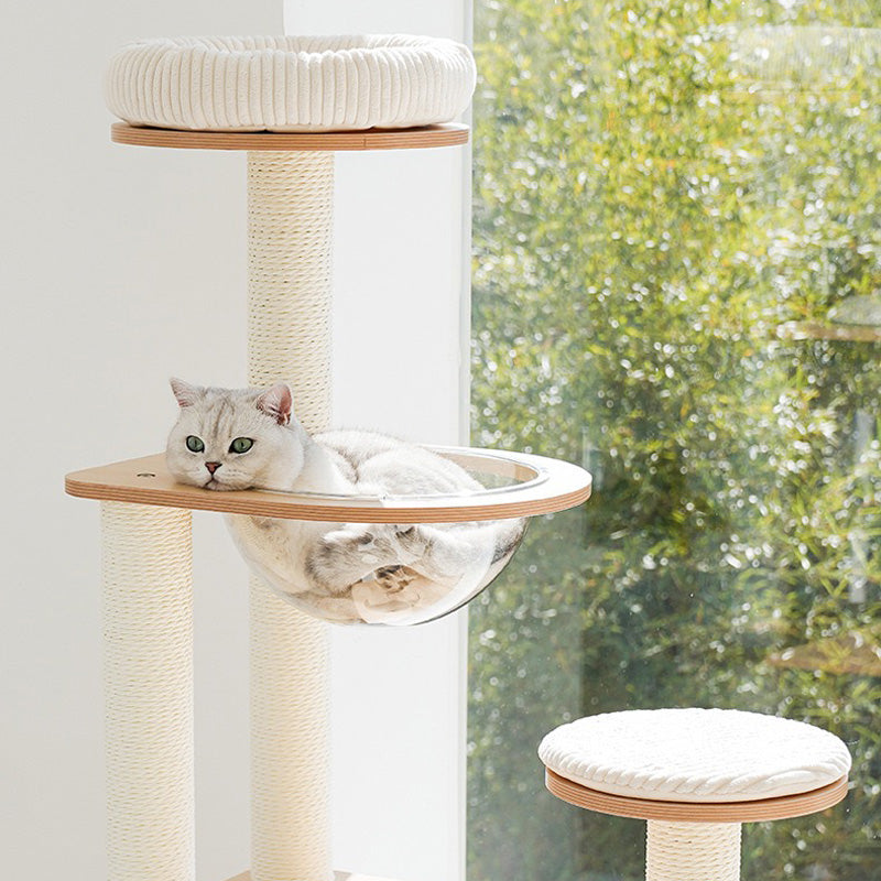 Vanilla Cloud Wooden Cat Tree