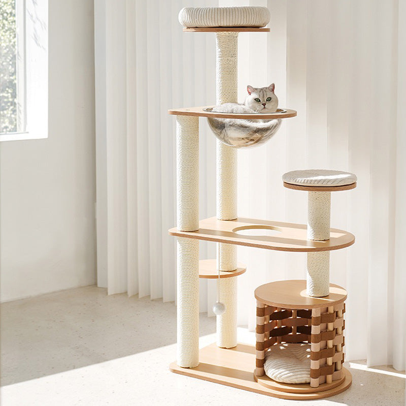Vanilla Cloud Wooden Cat Tree