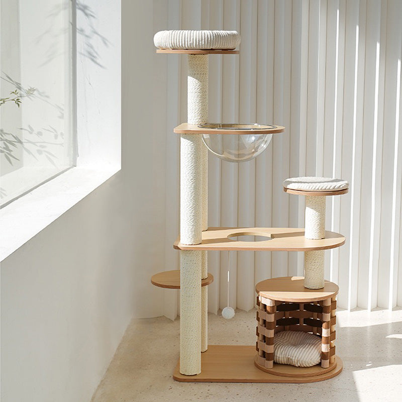 Vanilla Cloud Wooden Cat Tree