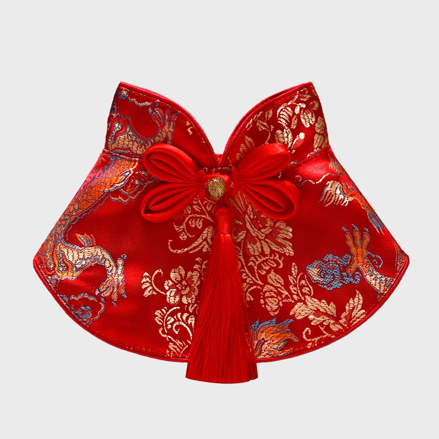 Fortune Charm Brocade Pet Cape (Red Dragon)
