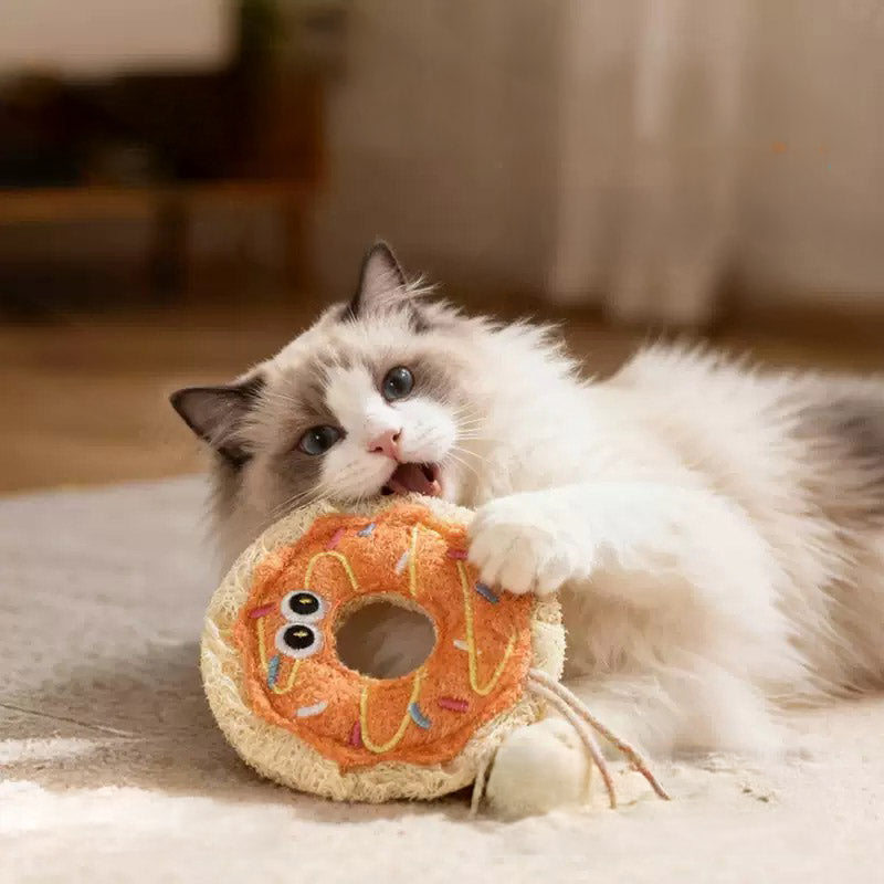 Bakery Bites Loofah Cat Toy (Donut & Pizza)