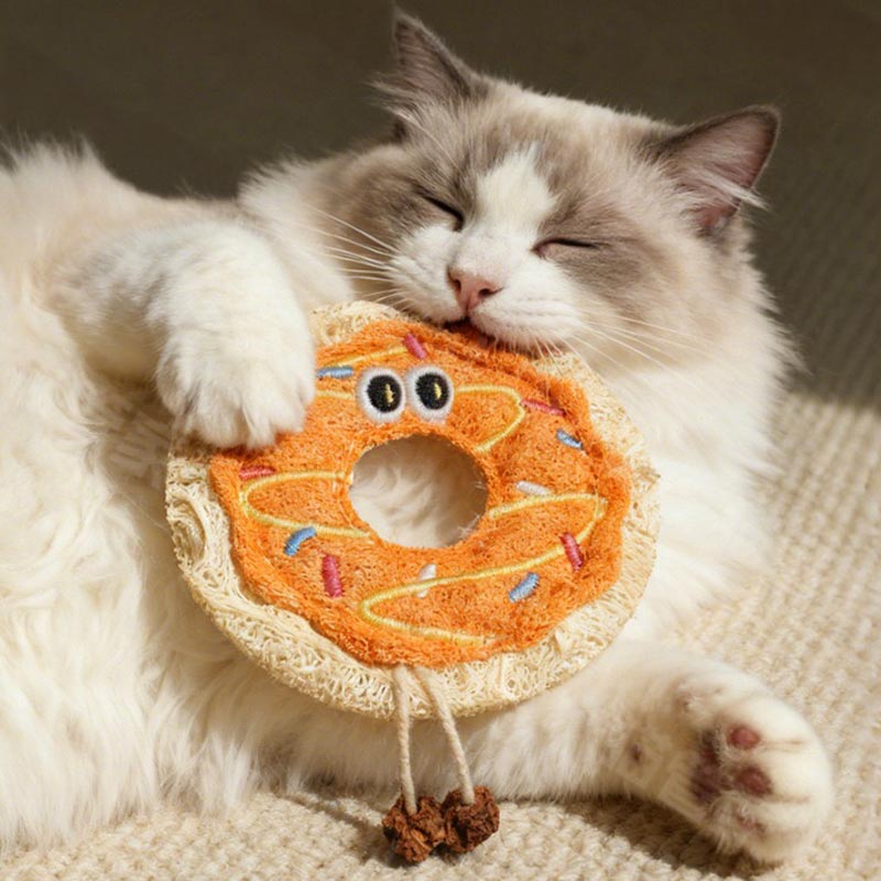 Bakery Bites Loofah Cat Toy (Donut & Pizza)