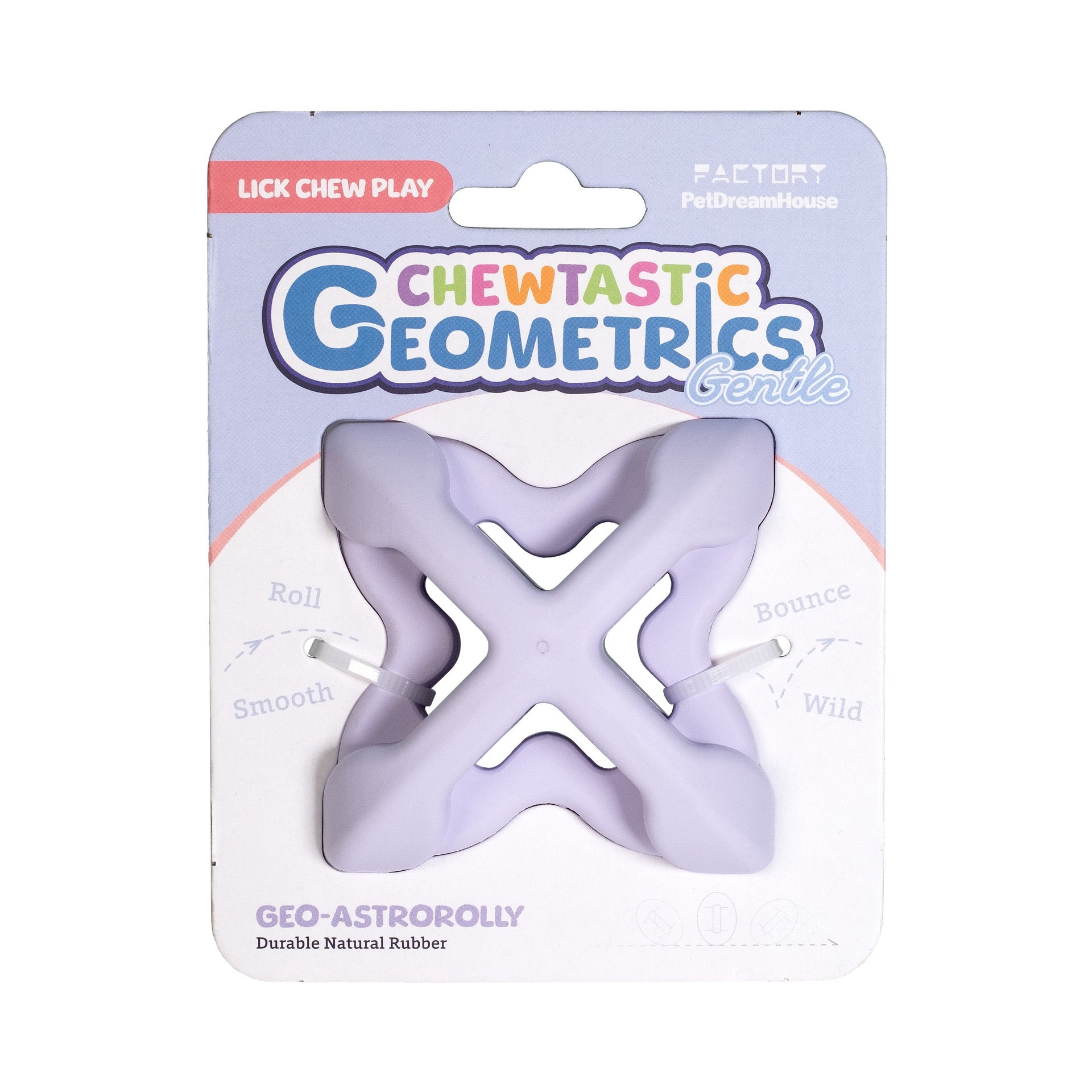 Chewtastic Geo-AstroRolly Purple Natural Rubber Enrichment Dog Toy (Gentle)