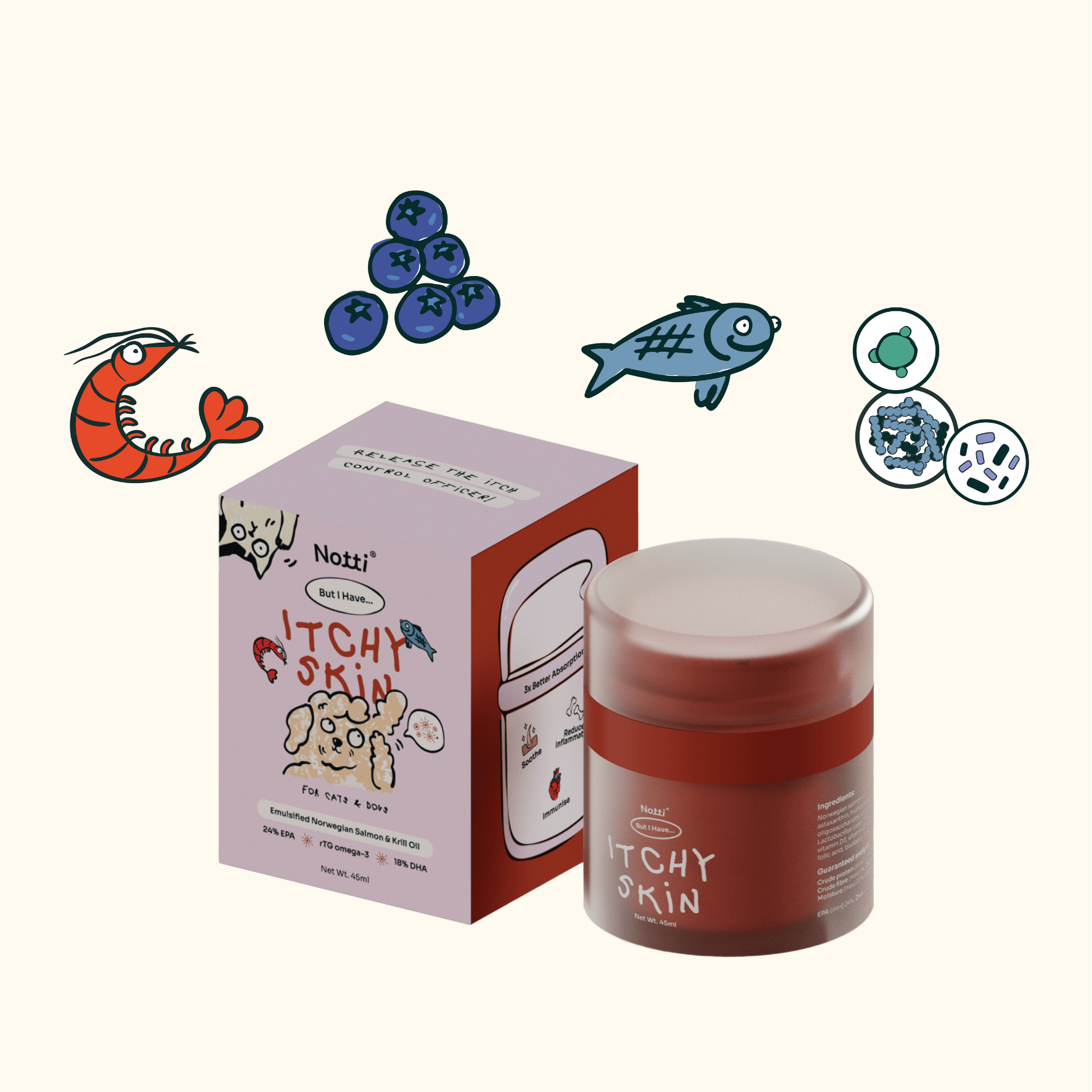 Notti "But I Have Itchy Skin" Emulsified Norwegian Salmon & Krill Oil (45ml)