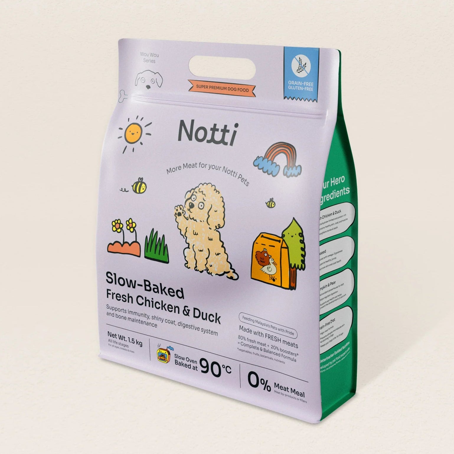 Notti Slow-baked Fresh Chicken & Duck Dog Dry Food (Super Premium)