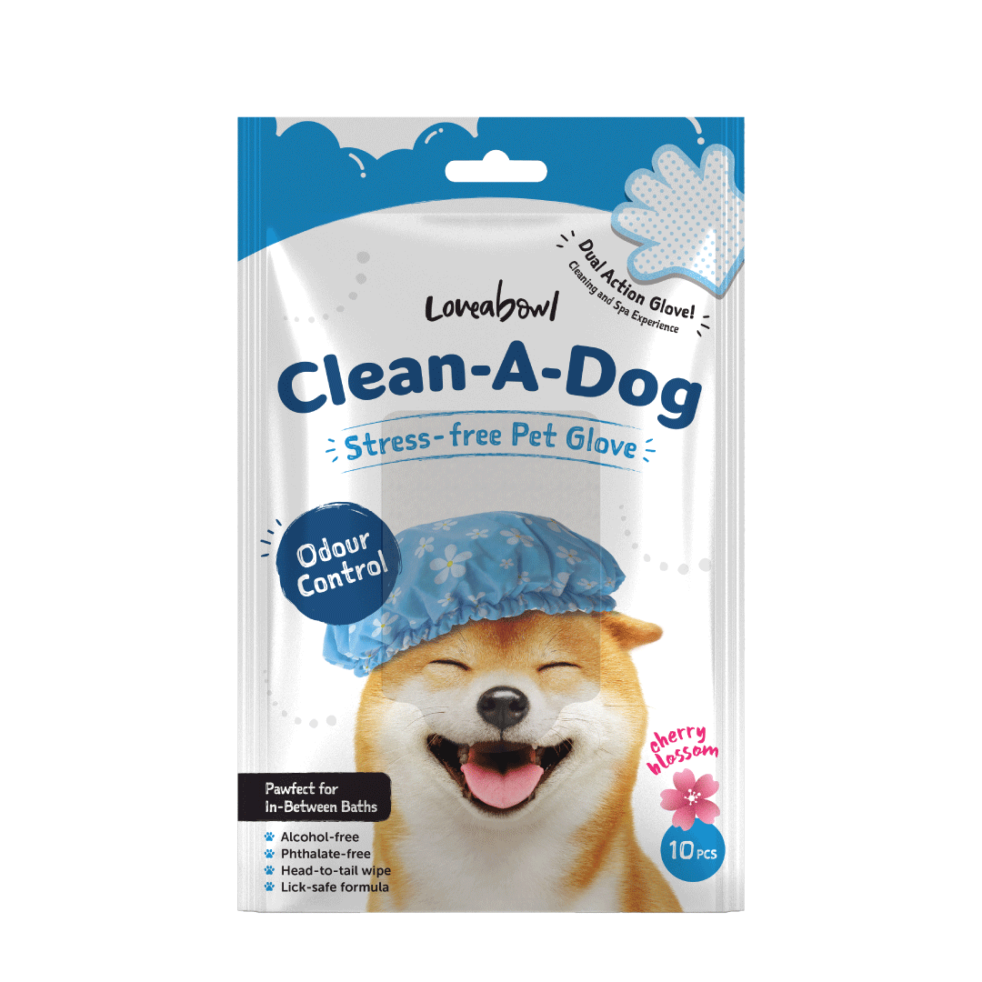 Clean-A-Dog Stress-Free Pet Grooming Gloves (Cherry Blossom)