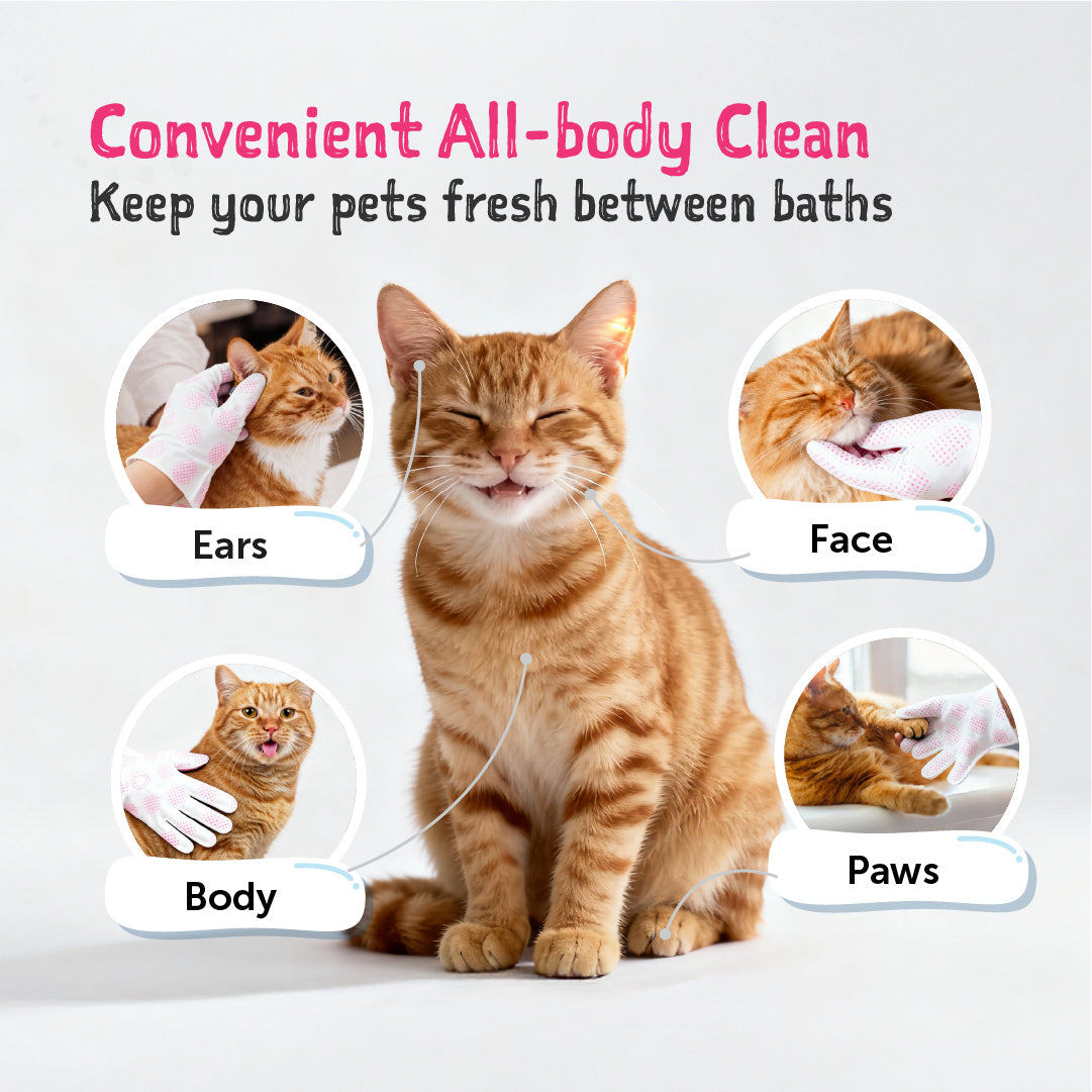 Clean-A-Cat Stress-Free Pet Grooming Gloves (Cactus)