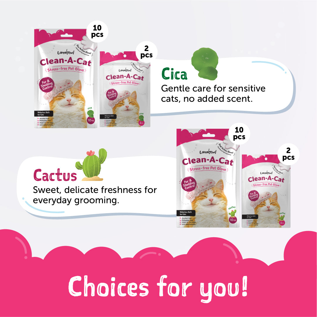 Clean-A-Cat Stress-Free Pet Grooming Gloves (Cica)