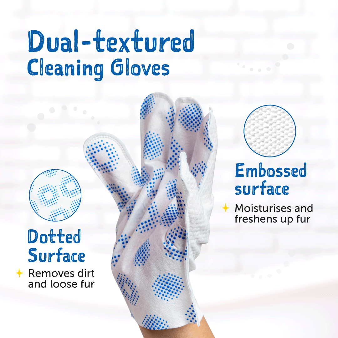 Clean-A-Dog Stress-Free Pet Grooming Gloves (Cherry Blossom)