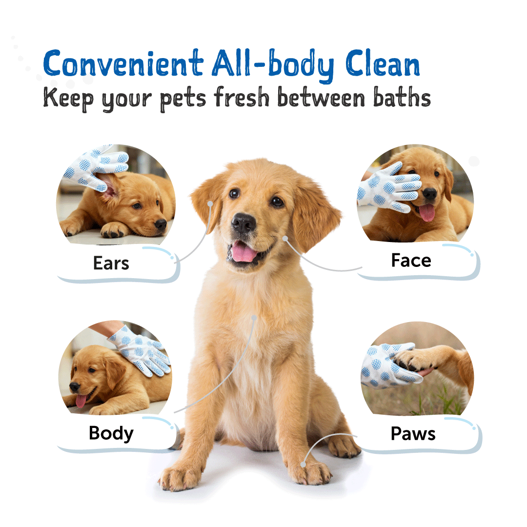 Clean-A-Dog Stress-Free Pet Grooming Gloves (Cherry Blossom)