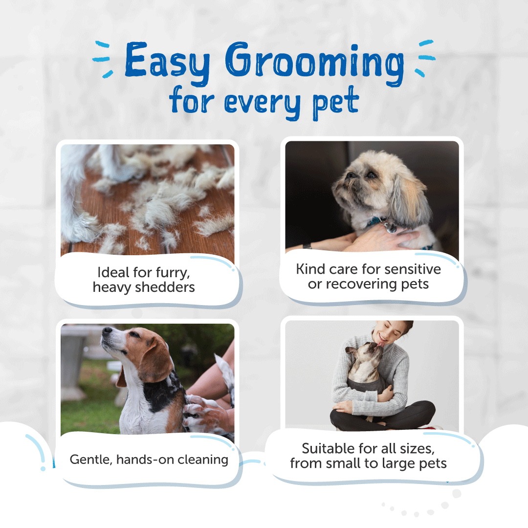 Clean-A-Dog Stress-Free Pet Grooming Gloves (Cherry Blossom)