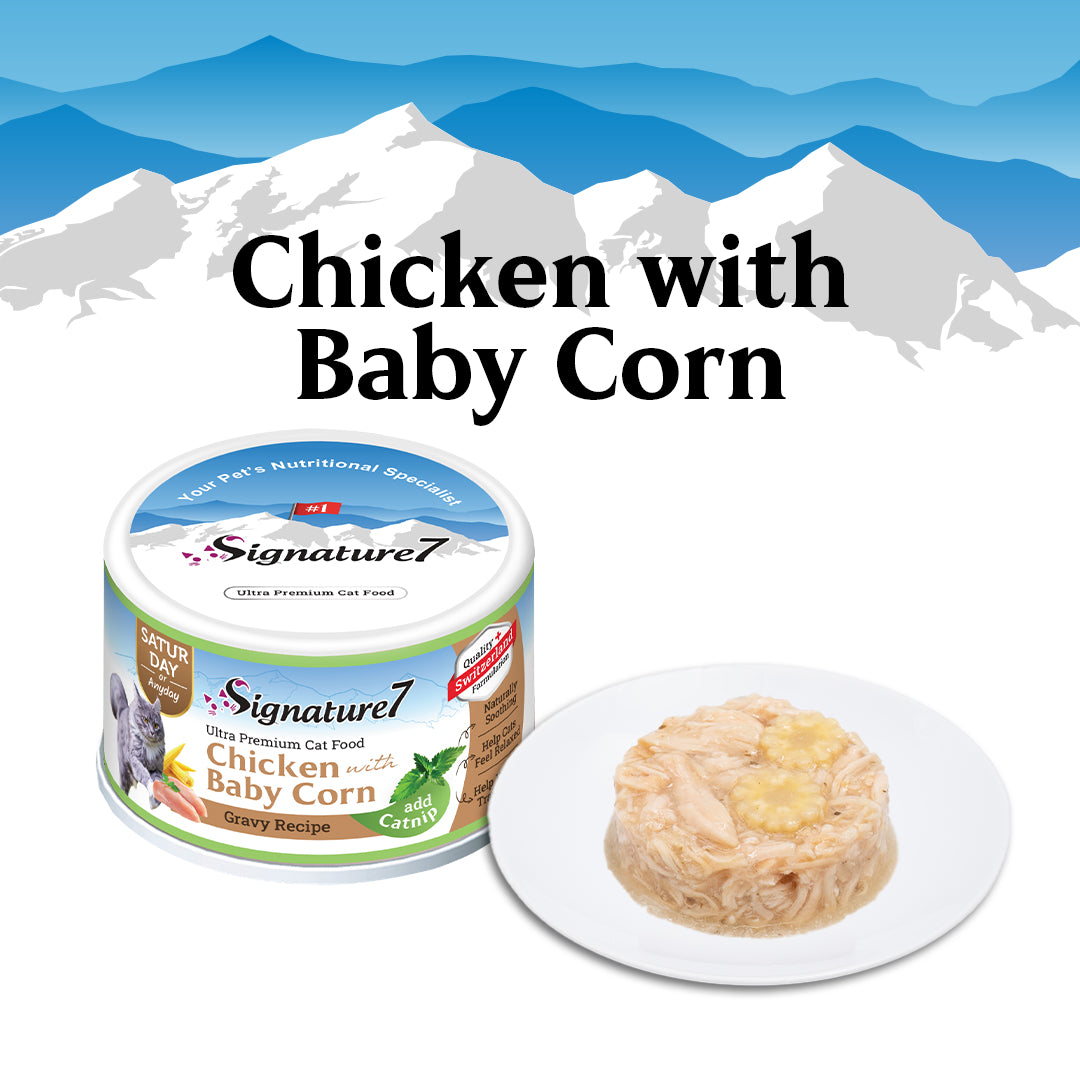 Chicken with Baby corn in gravy added Catnip Cat Wet Can Food (70g)