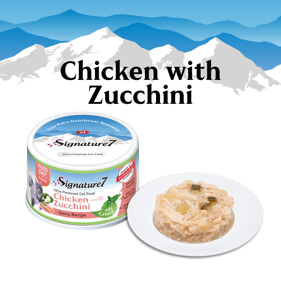 Chicken with Zucchini in gravy added Catnip Cat Wet Can Food (70g)
