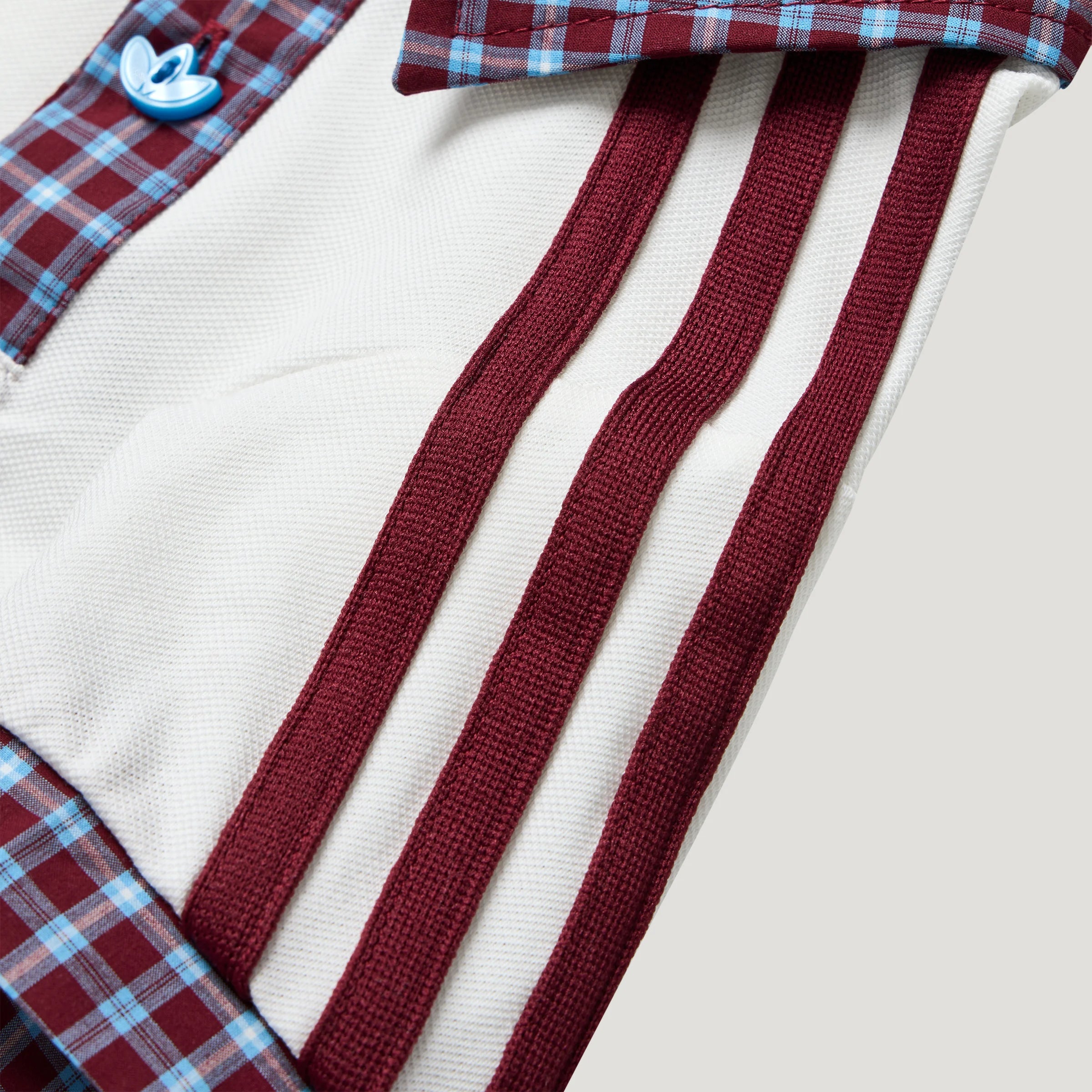 Adidas Plaid Short-Sleeved Pet Polo Shirt (White)