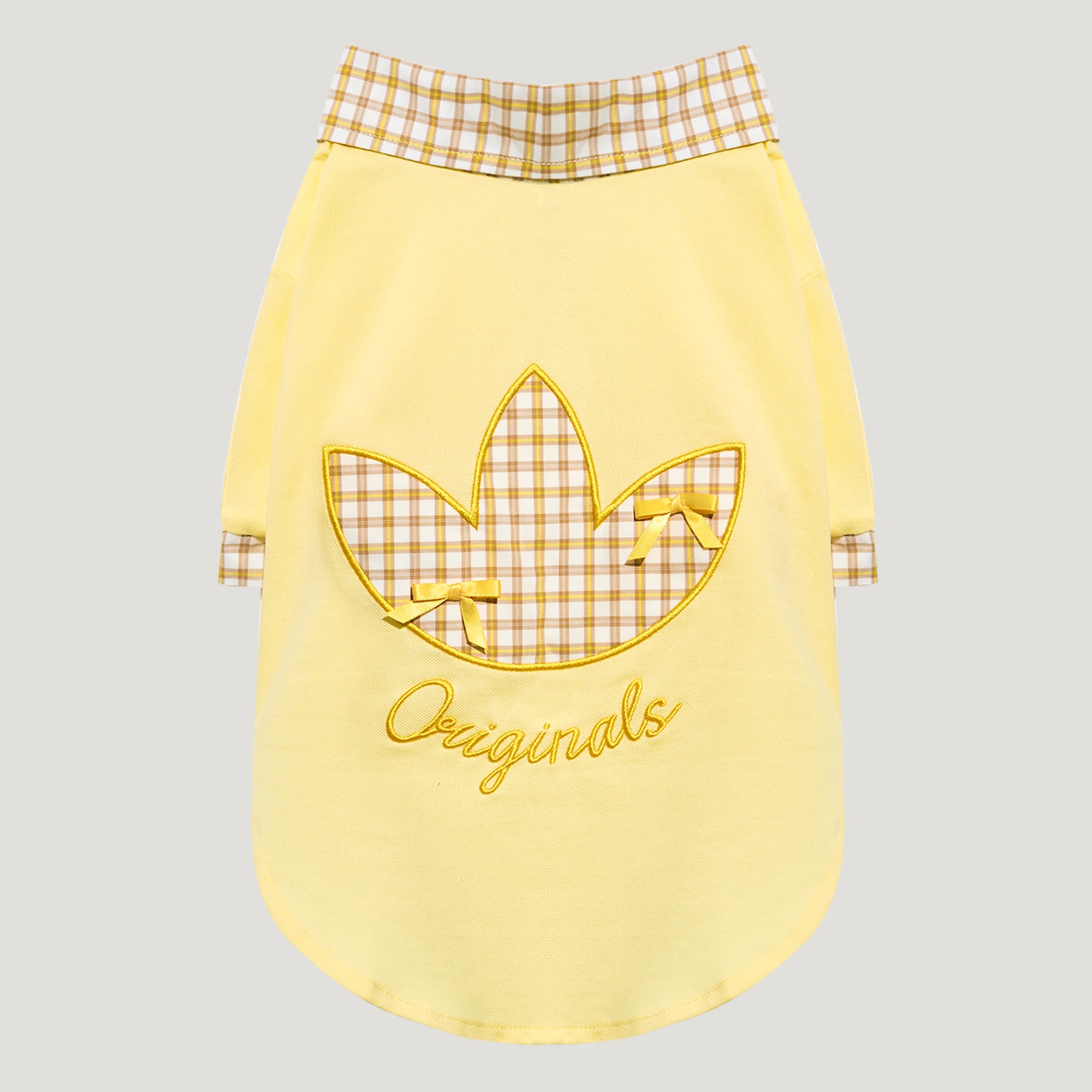 Adidas Plaid Short-Sleeved Pet Polo Shirt (Yellow)
