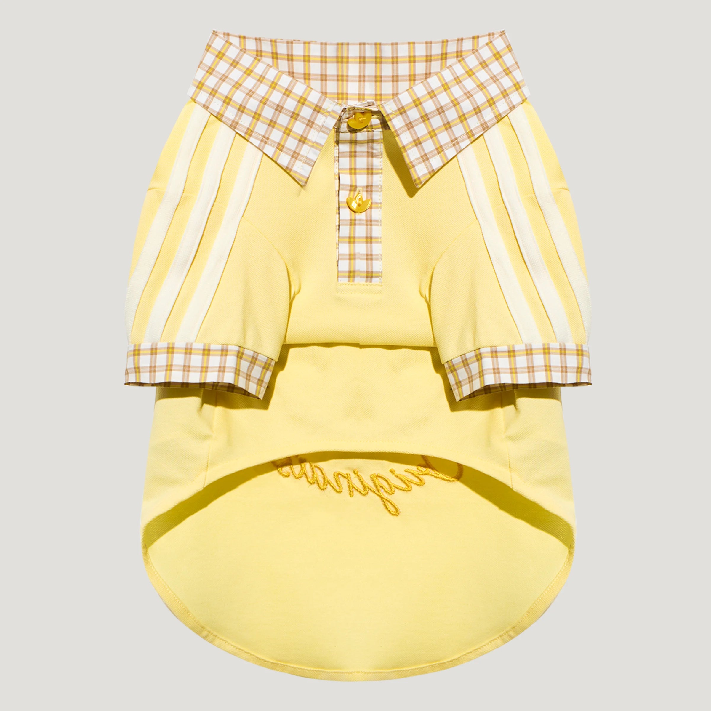 Adidas Plaid Short-Sleeved Pet Polo Shirt (Yellow)