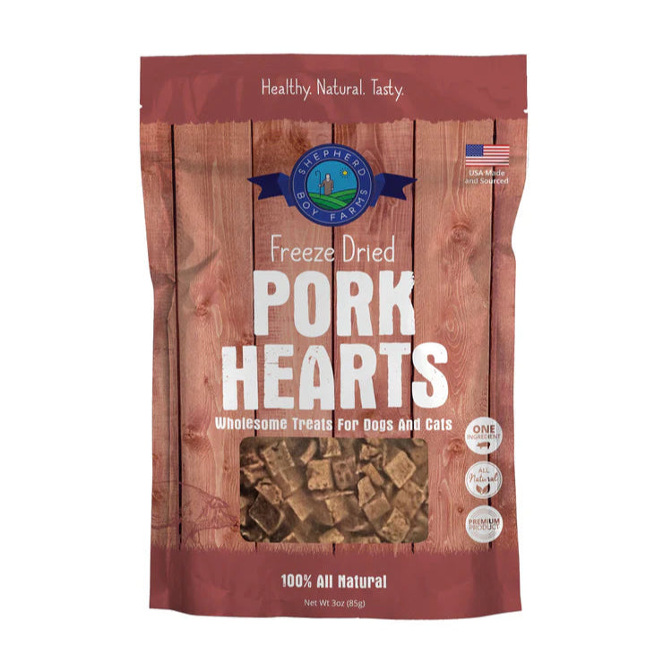 Freeze Dried Pork Hearts Dog & Cat Treats (3oz)
