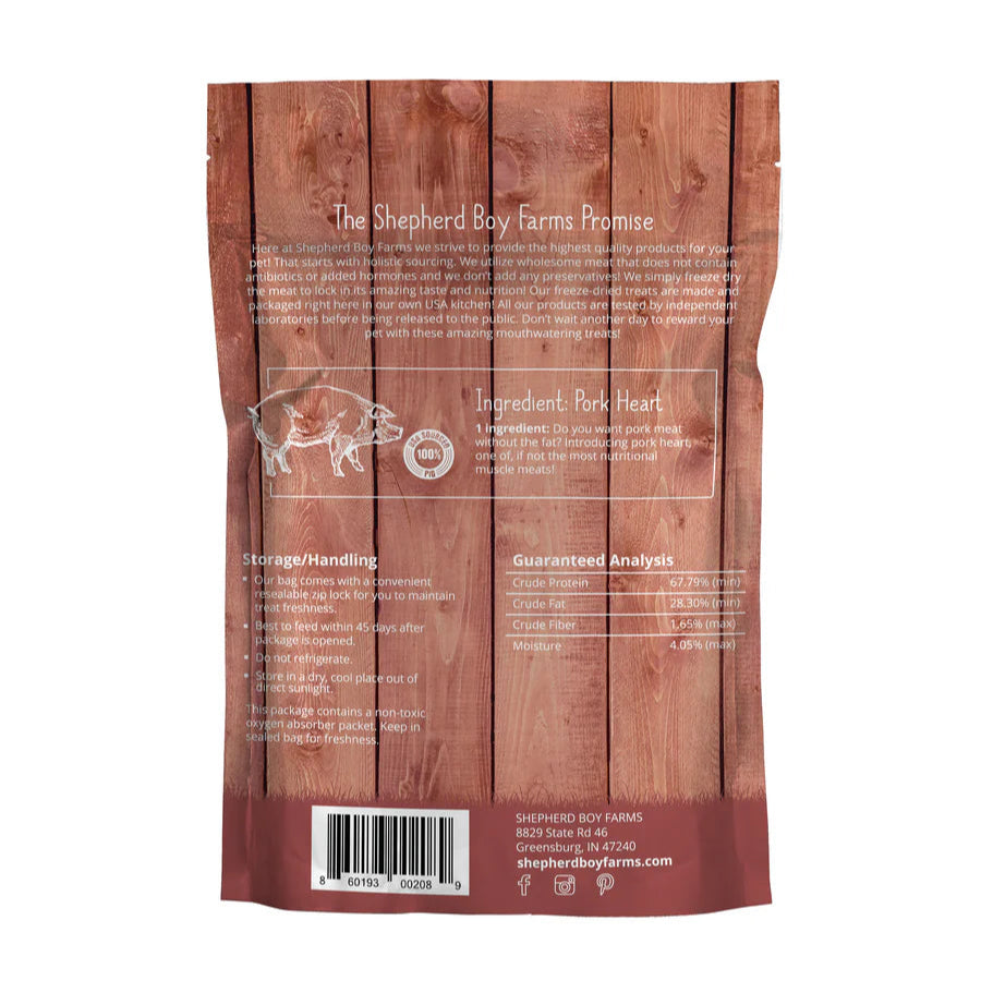 Freeze Dried Pork Hearts Dog & Cat Treats (3oz)