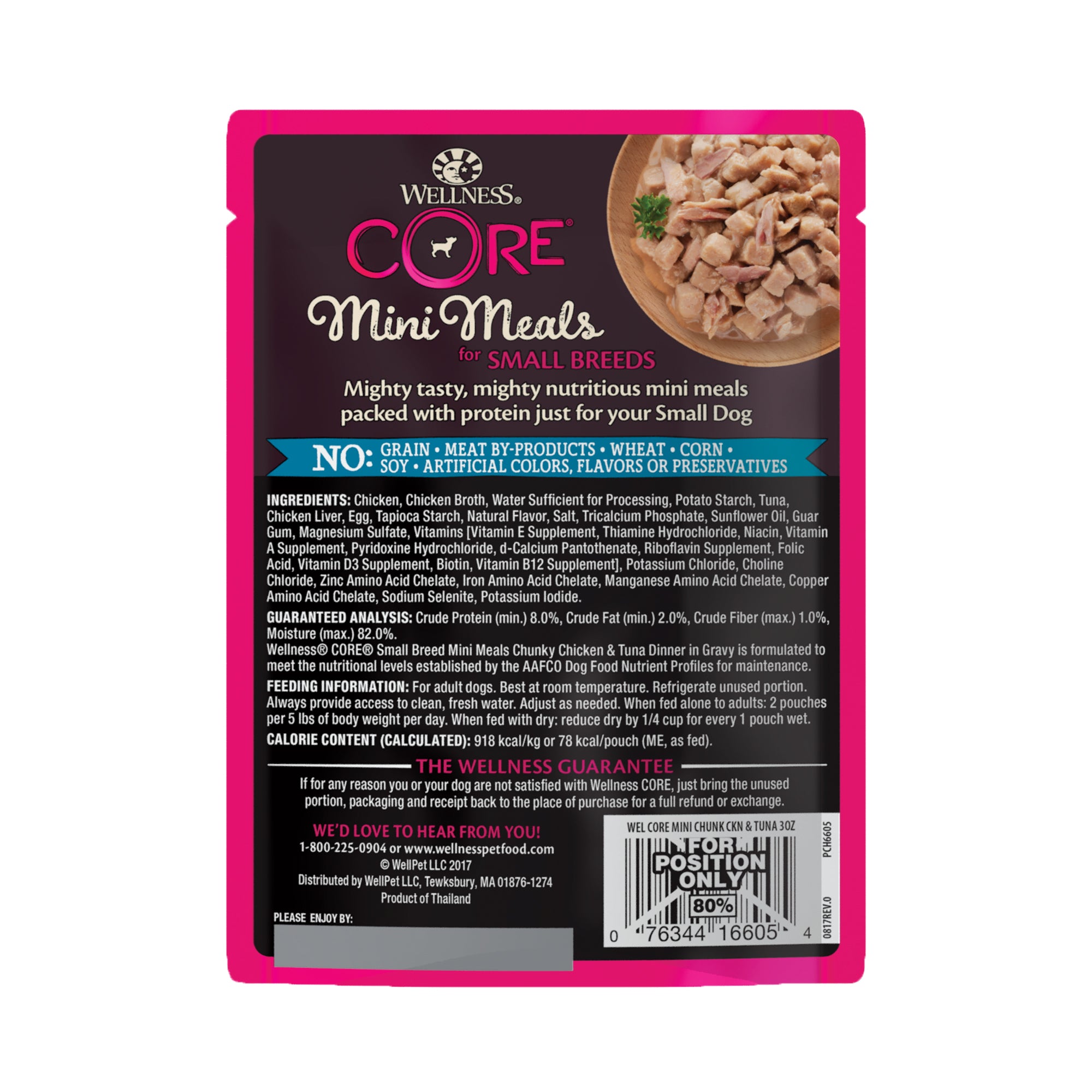 Wellness CORE Mini Meals Chunky Chicken & Tuna Dinner In Gravy Grain-Free Pouch Wet Dog Food (3oz)