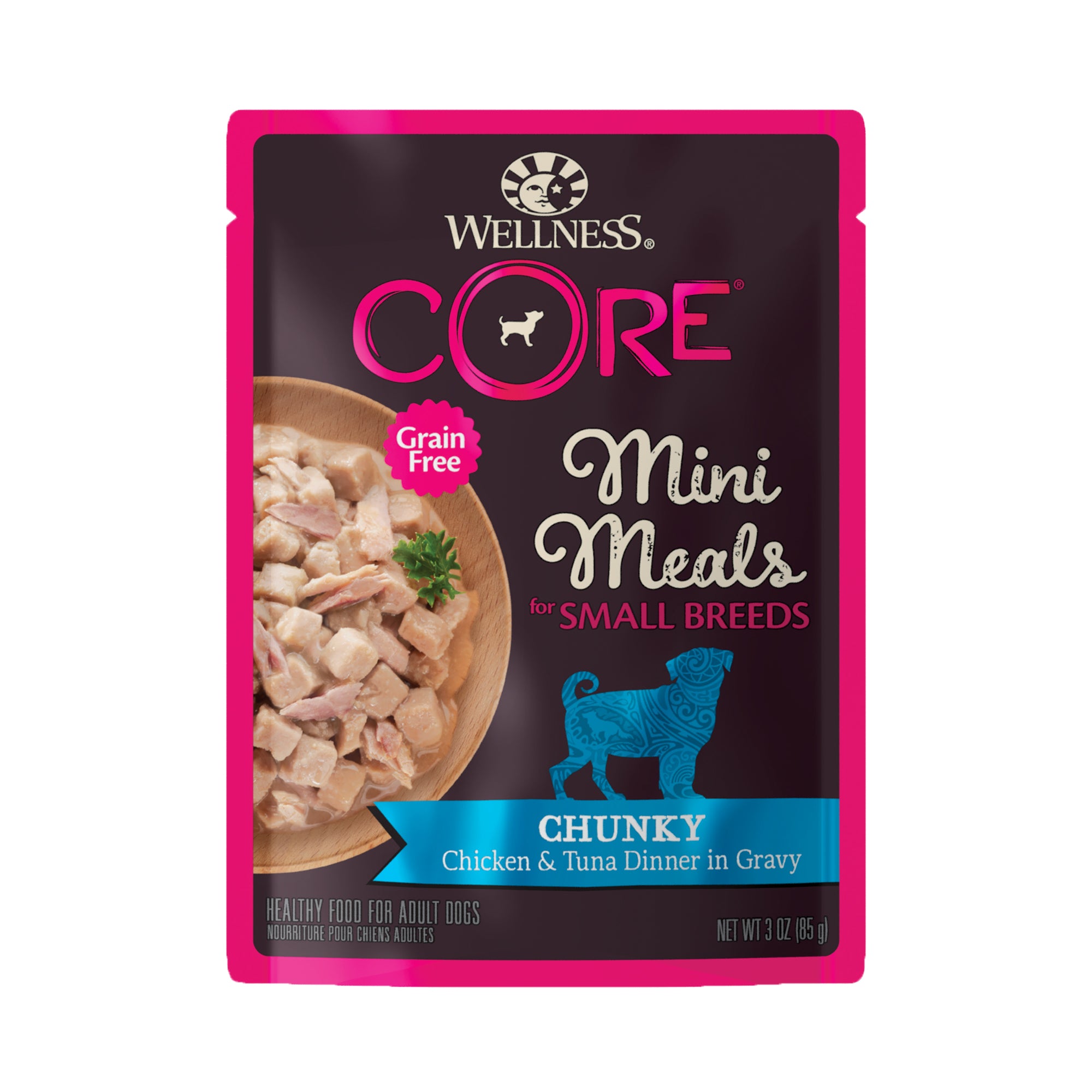 Wellness CORE Mini Meals Chunky Chicken & Tuna Dinner In Gravy Grain-Free Pouch Wet Dog Food (3oz)
