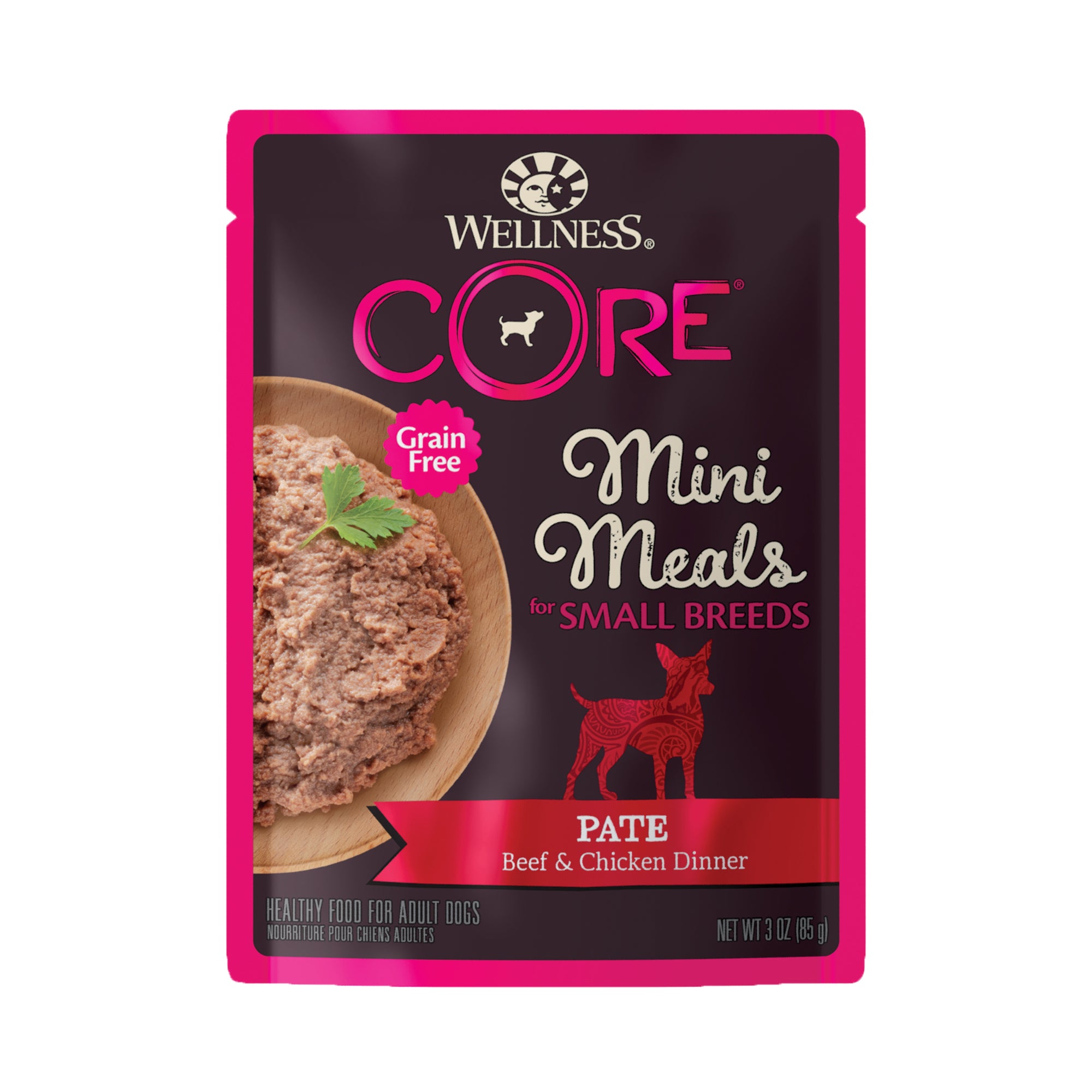 Wellness CORE Mini Meals Pate Beef & Chicken Entree Grain-Free Pouch Wet Dog Food (3oz)
