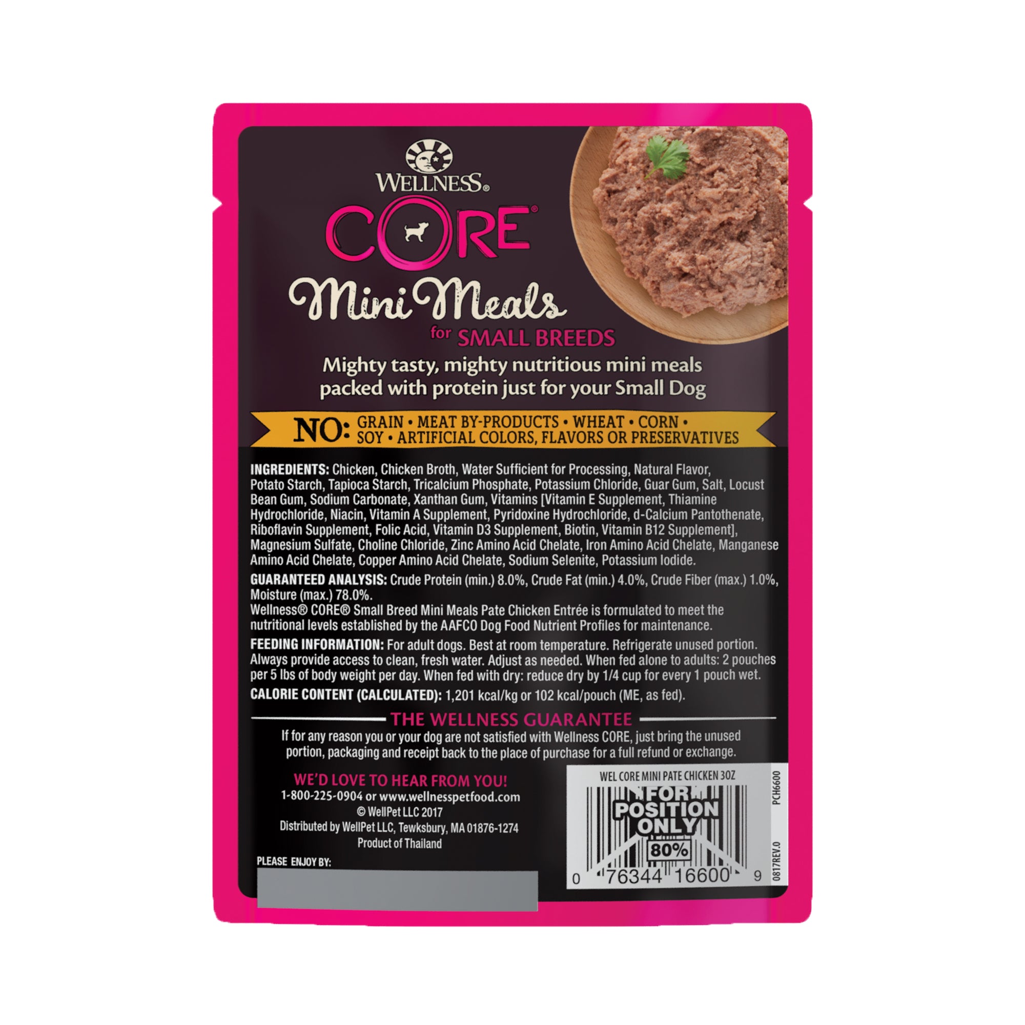 Wellness CORE Mini Meals Pate Chicken Entree Grain-Free Pouch Wet Dog Food (3oz)
