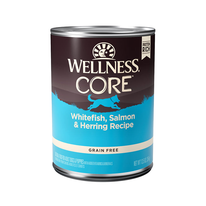 Wellness CORE Grain-Free Whitefish, Salmon & Herring Canned Wet Dog Food (12.5oz)