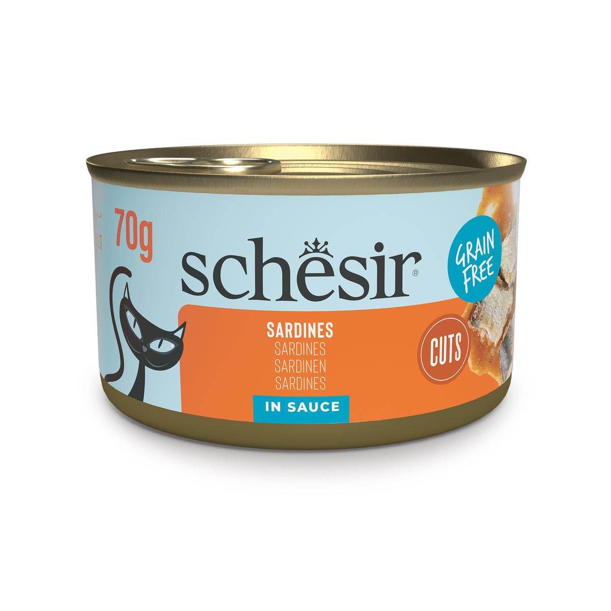 Schesir Grill Wholefood Canned Wet Cat Food | Sardines Fillets in Sauce (70g)