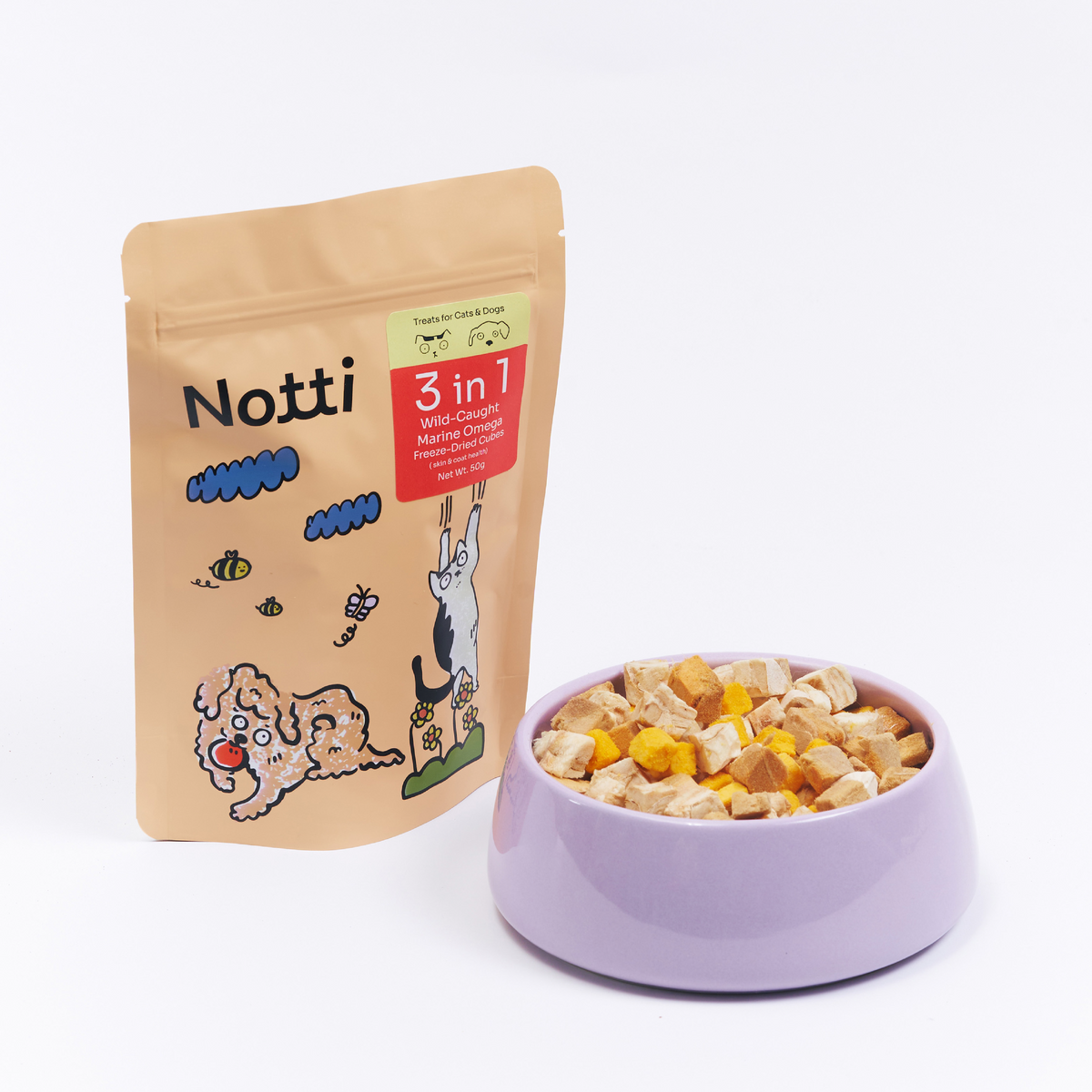 Notti 3-in-1 Wild-Caught Marine Omega Freeze-Dried Cubes For Dog & Cat (50g)