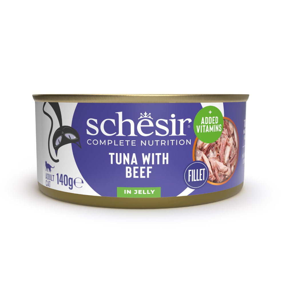 Schesir Tuna With Beef Fillets In Jelly Adult Canned Cat Food (140g)