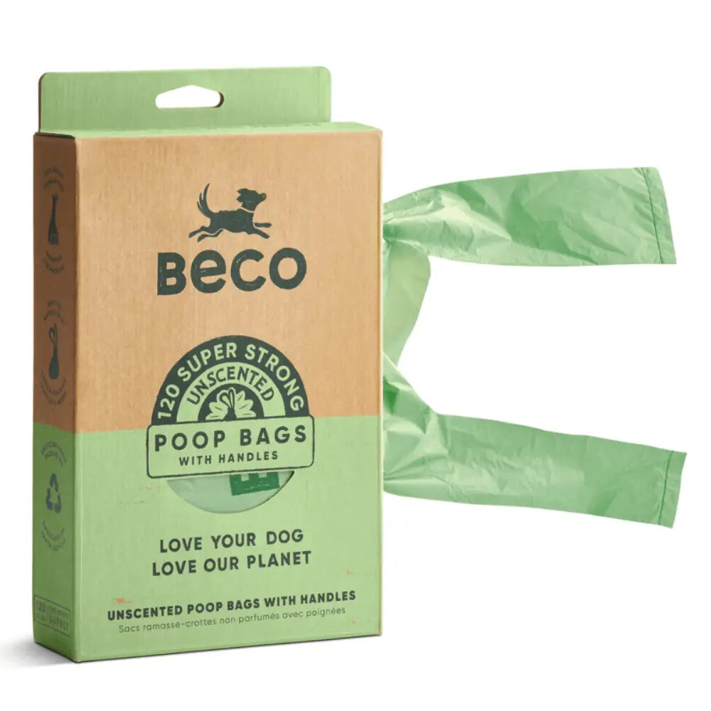 Beco Poop Bags With Handles – Leak-Proof, 100% Recycled Plastic (Unscented)