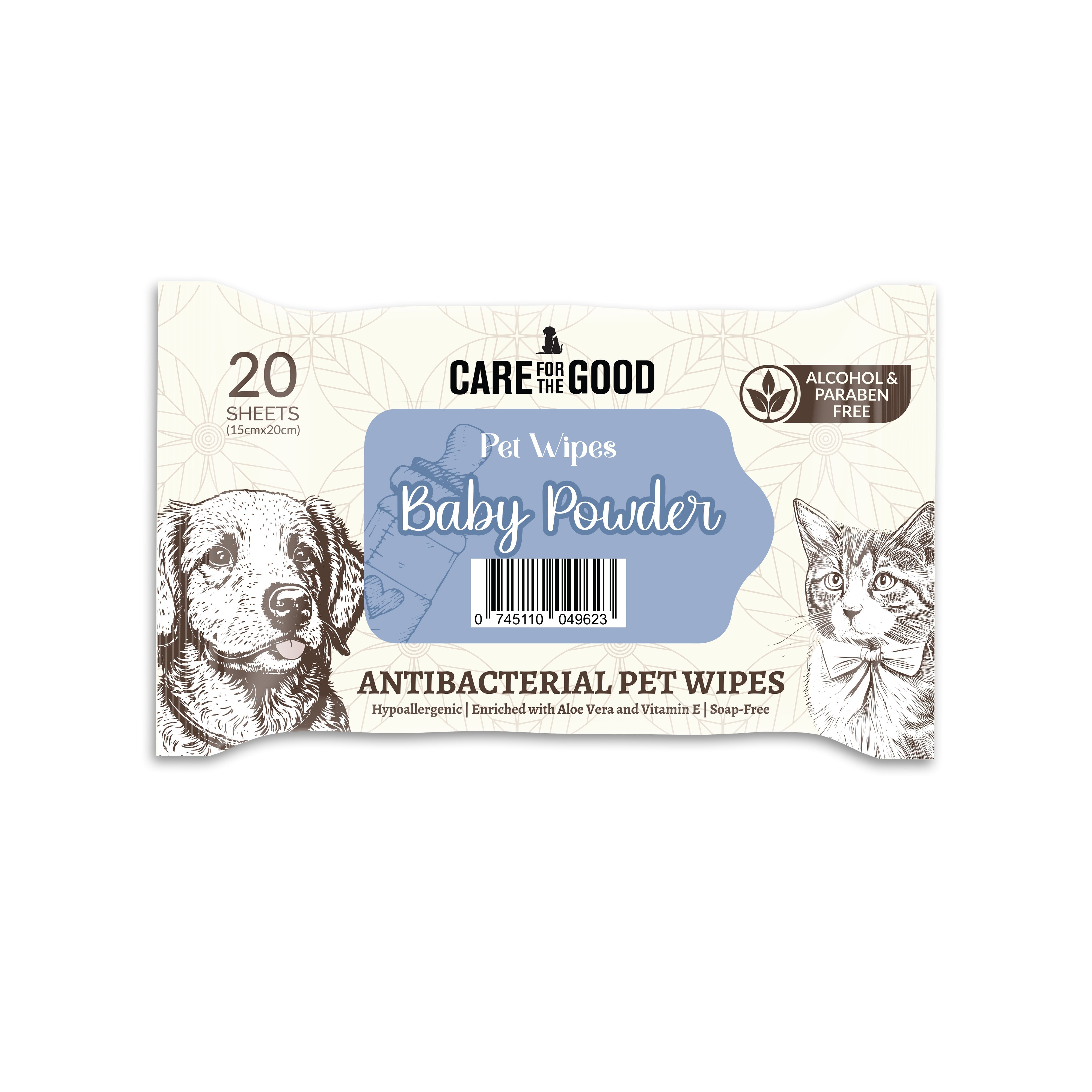 Care For The Good Antibacterial Pet Wipes | 20 Sheets (3 Scents) - CreatureLand