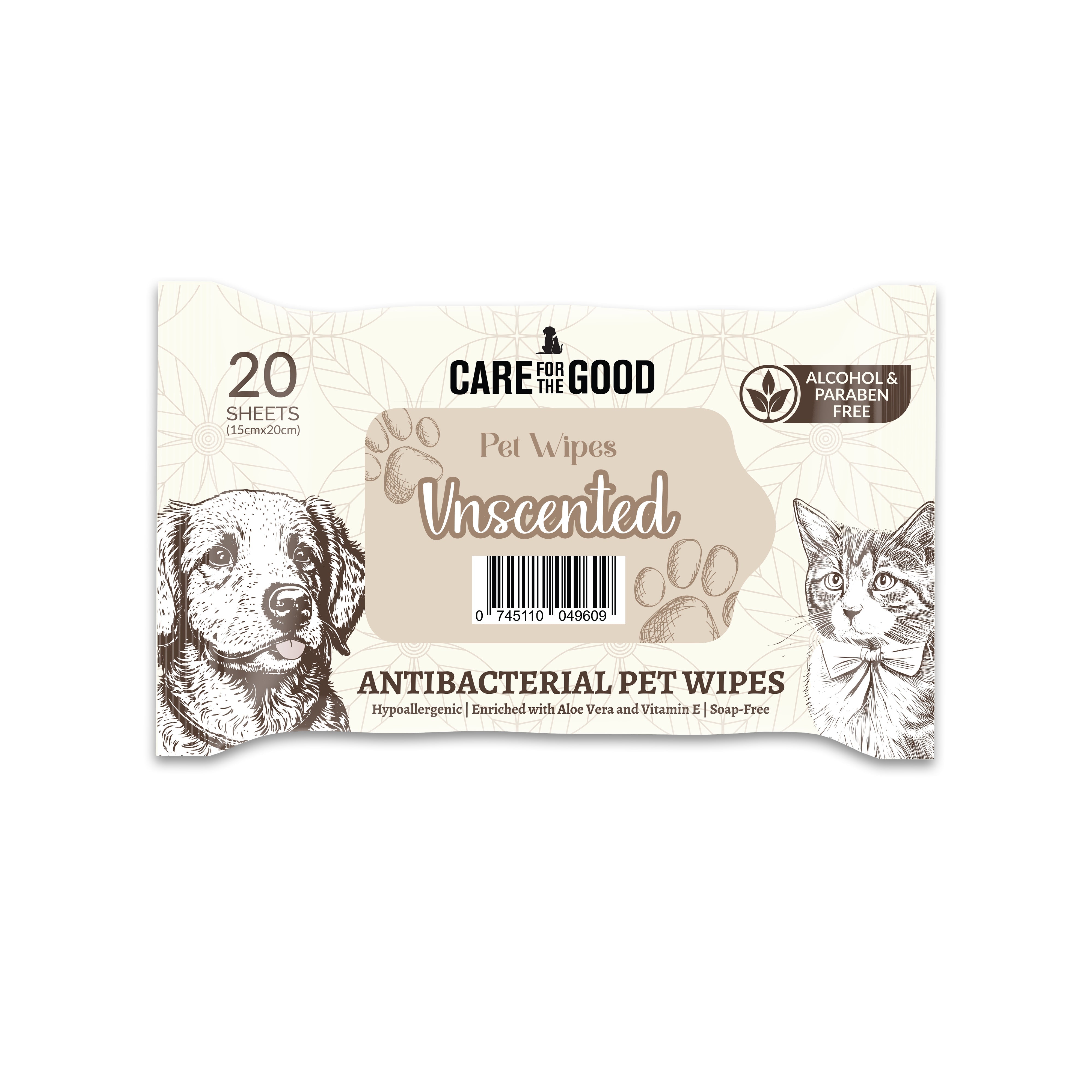 Care For The Good Antibacterial Pet Wipes | 20 Sheets (3 Scents) - CreatureLand