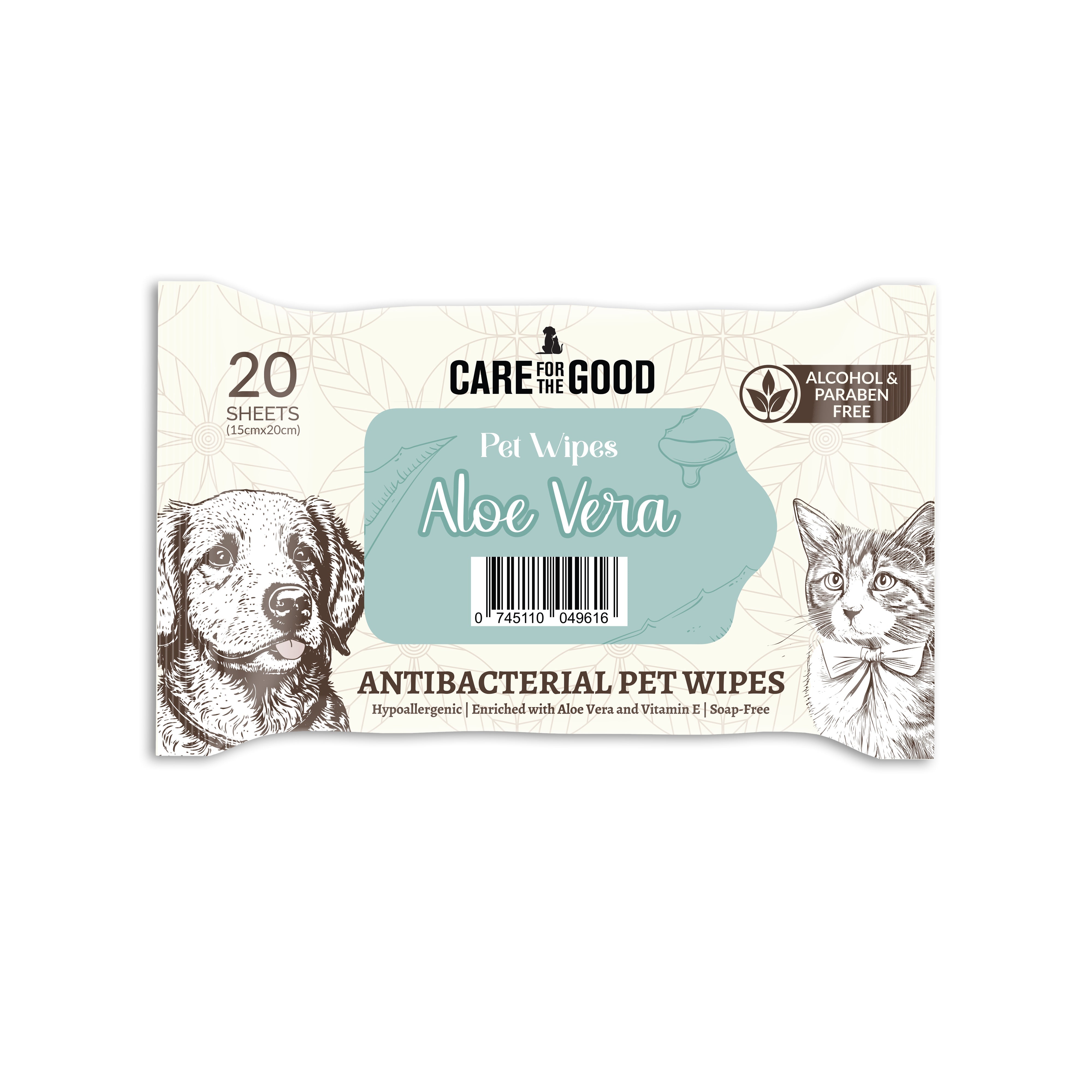 Care For The Good Antibacterial Pet Wipes | 20 Sheets (3 Scents) - CreatureLand