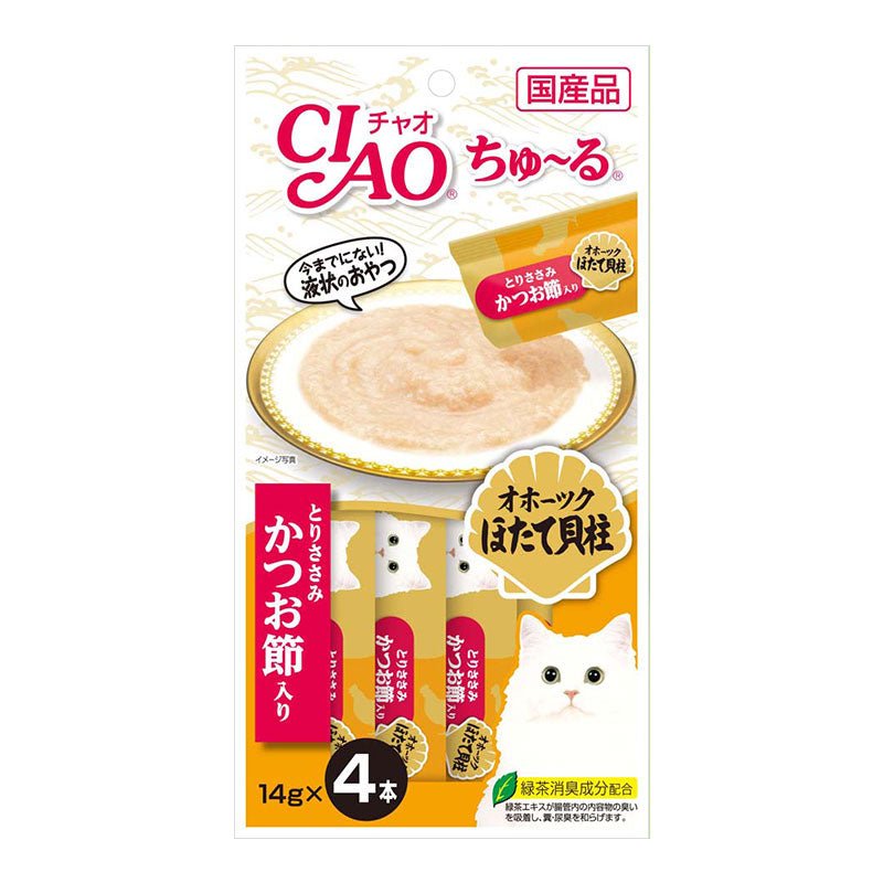 Ciao Ciao Churu Chicken Fillet Scallop & Sliced Bonito Grain - Free Cat Treats 56g - CreatureLand