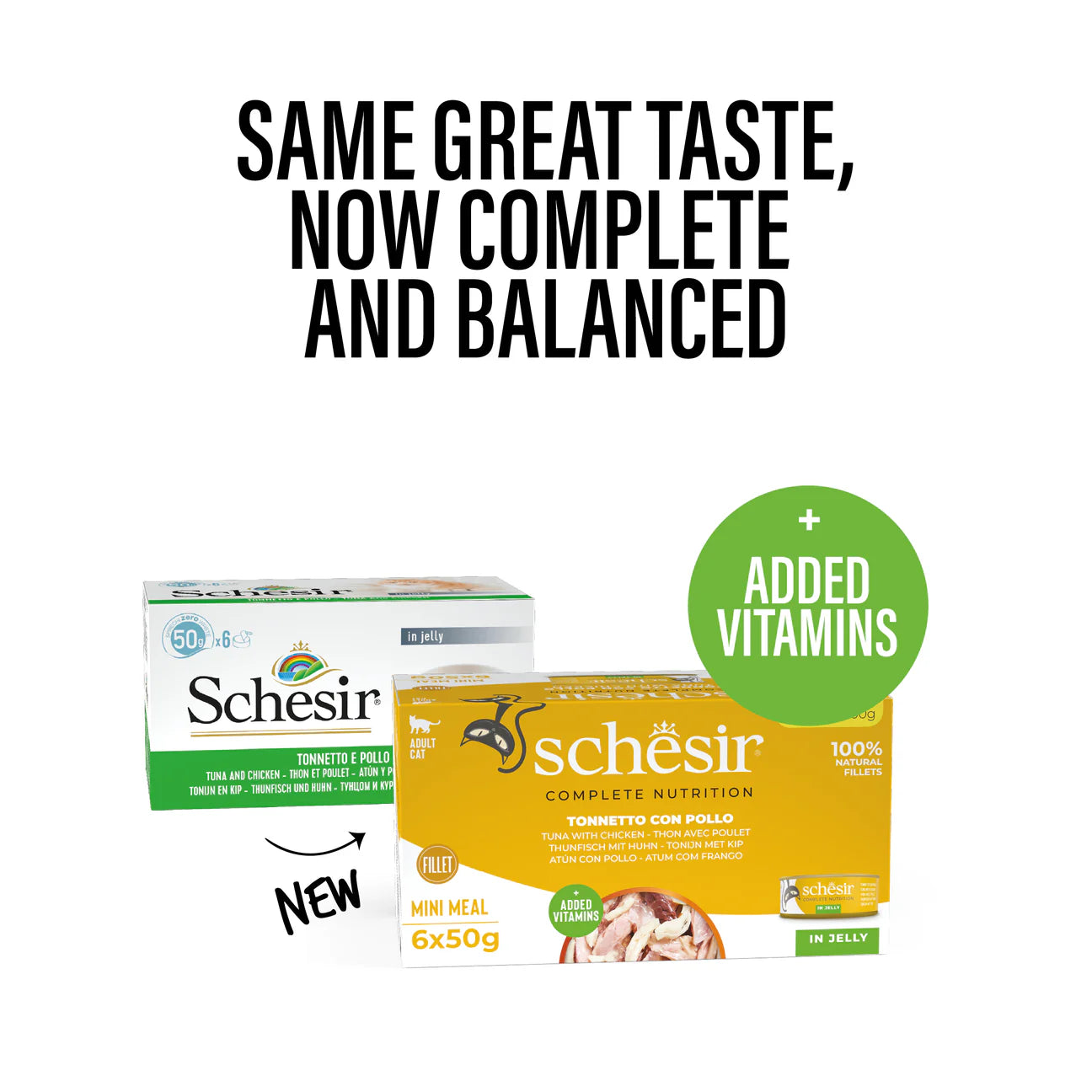 Schesir Mini Meals Tuna with Chicken Fillets in Jelly Adult Canned Cat Food (6 x 50g)