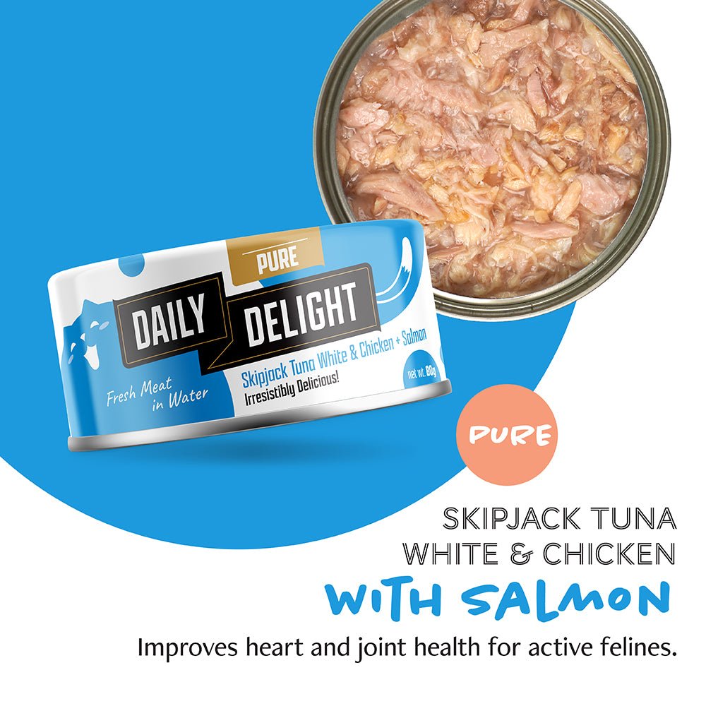 Daily Delight Pure Skipjack Tuna White & Chicken Wet Cat Food | Salmon (80g) - CreatureLand