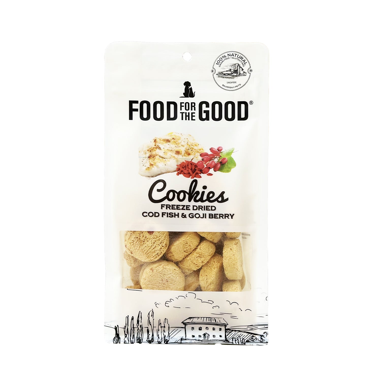 Food For The Good Freeze Dried Cod Fish & Goji Berry Cookie For Dog & Cat (70g) - CreatureLand