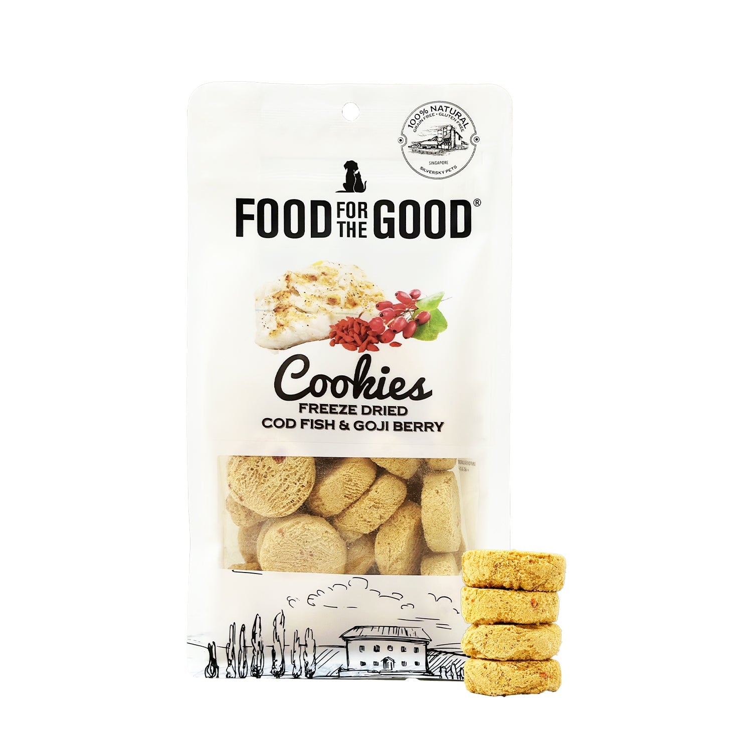 Food For The Good Freeze Dried Cod Fish & Goji Berry Cookie For Dog & Cat (70g) - CreatureLand