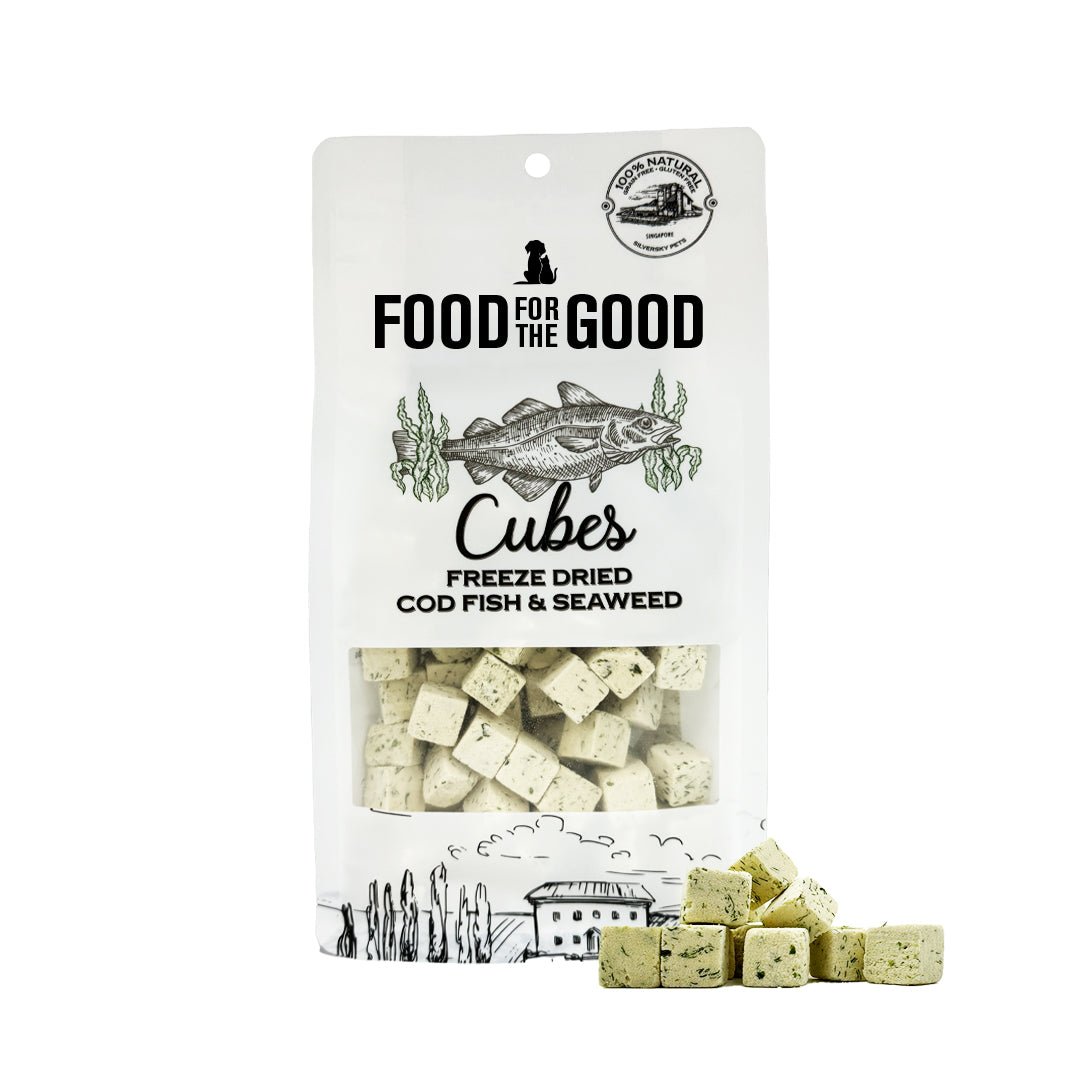 Food For The Good Freeze Dried Cod Fish & Seaweed Cubes Treats For Dog & Cat (70g) - CreatureLand