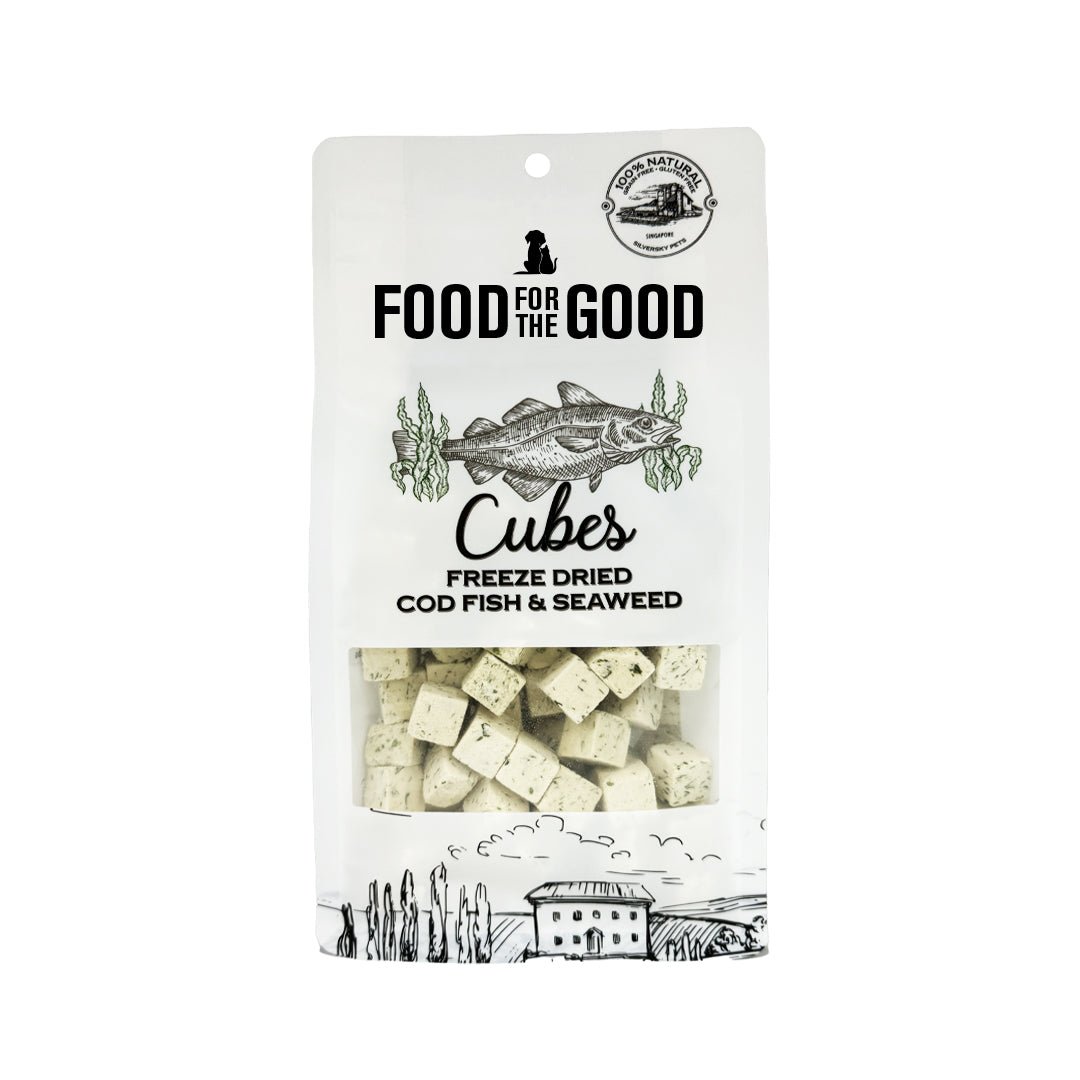 Food For The Good Freeze Dried Cod Fish & Seaweed Cubes Treats For Dog & Cat (70g) - CreatureLand