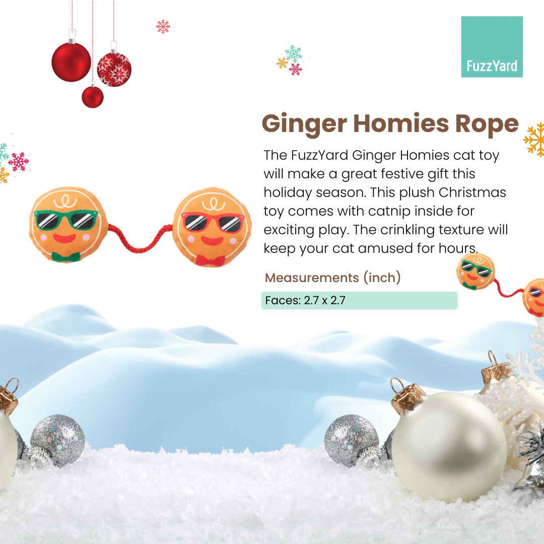 FuzzYard Christmas Cat Toy - Ginger Homies Rope - CreatureLand