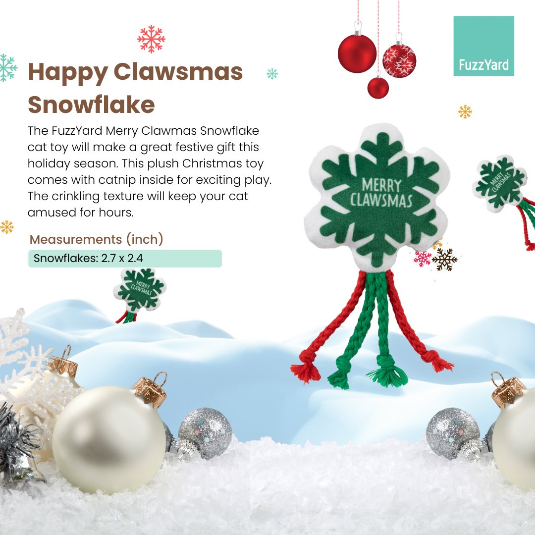 FuzzYard Christmas Cat Toy - Happy Clawsmas Snowflake - CreatureLand