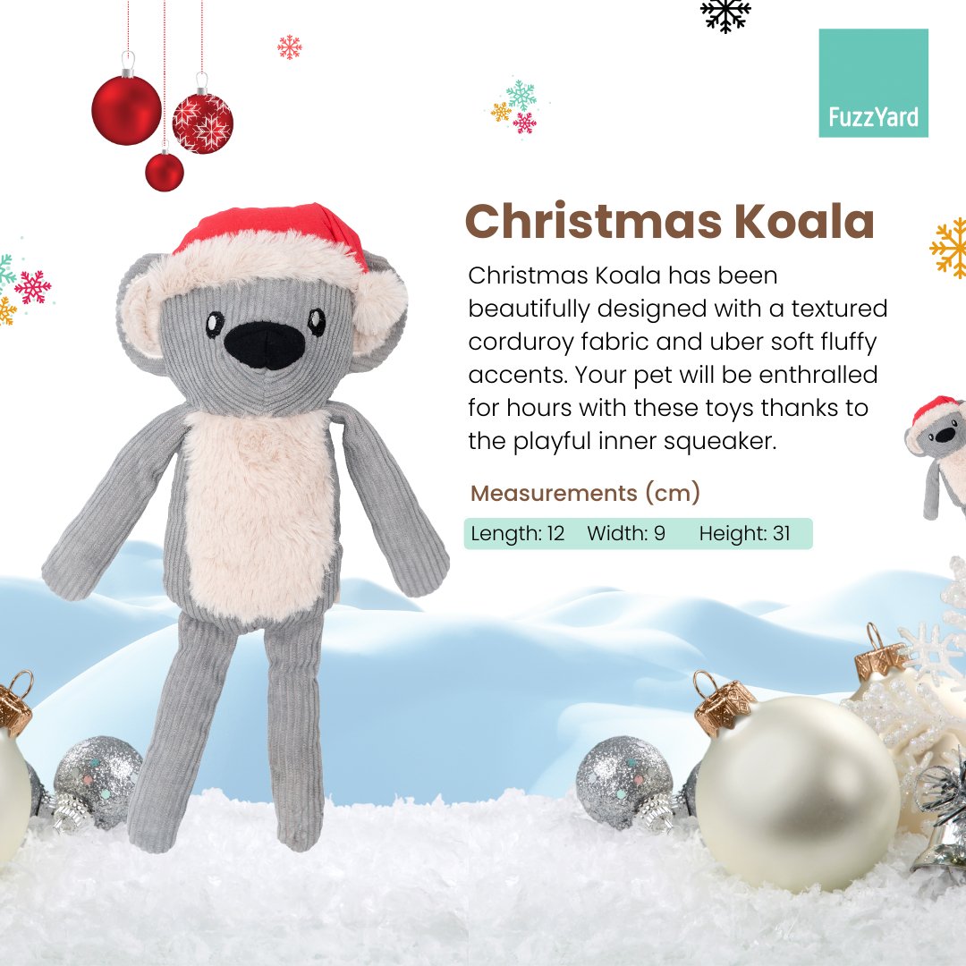 FuzzYard Christmas Dog Toy - Christmas Koala - CreatureLand