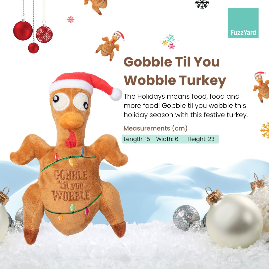 FuzzYard Christmas Dog Toy - Gobble Til You Wobble Turkey - CreatureLand