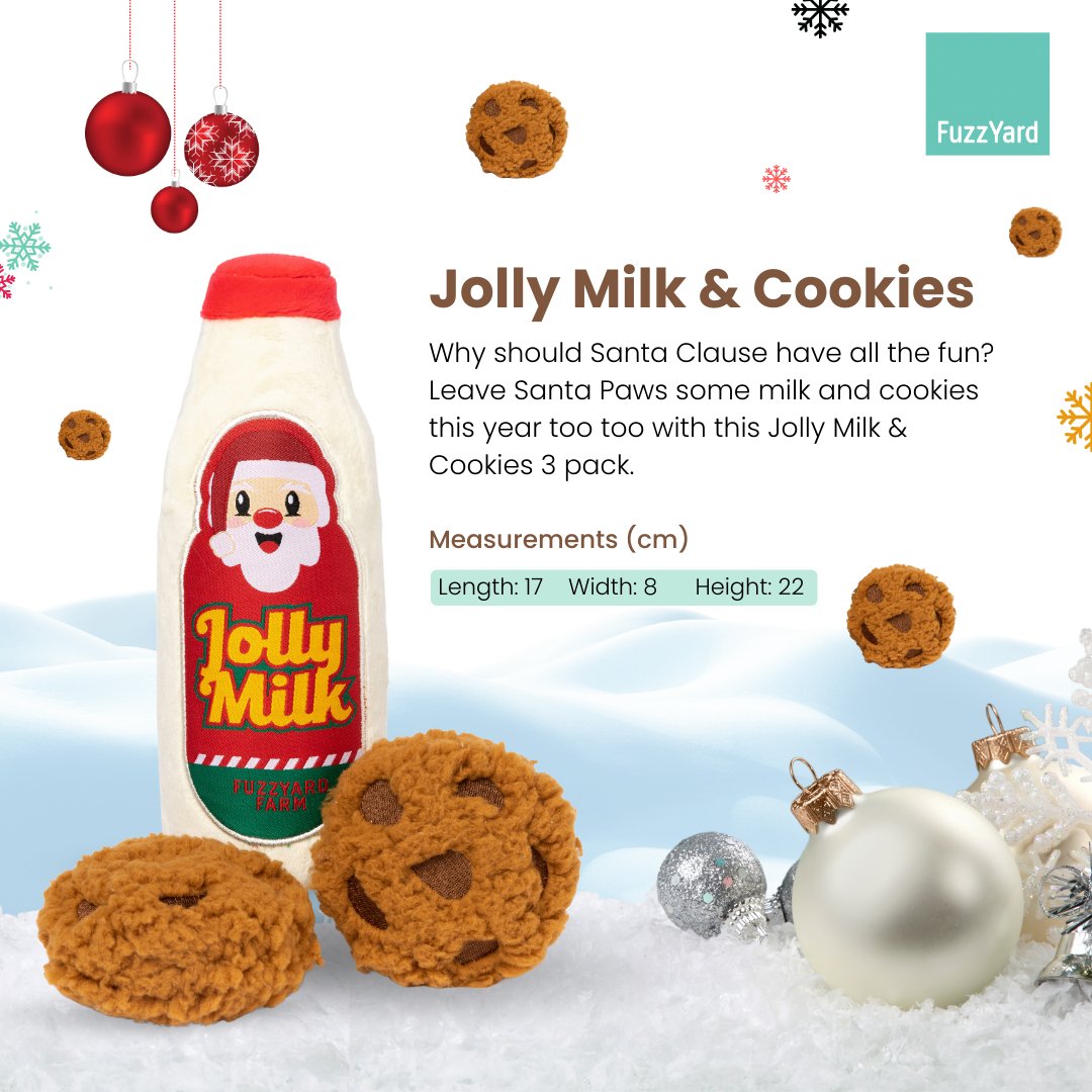 FuzzYard Christmas Dog Toy - Jolly Milk & Cookies - CreatureLand