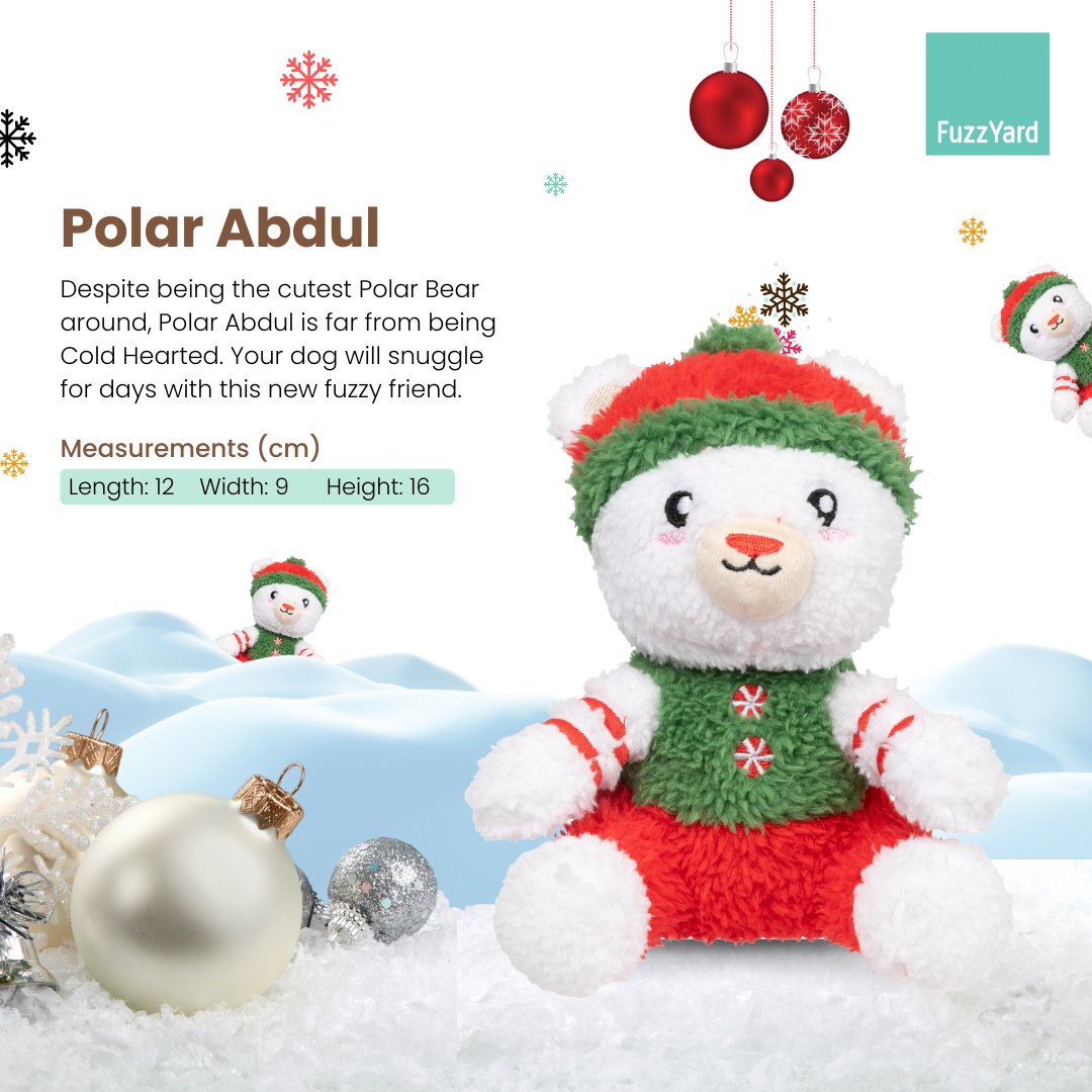 FuzzYard Christmas Dog Toy - Polar Abdul - CreatureLand